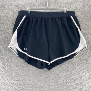 Under Armour Shorts Womens 2X Plus Black Heat Gear Loose Fit Pull On Athletic
